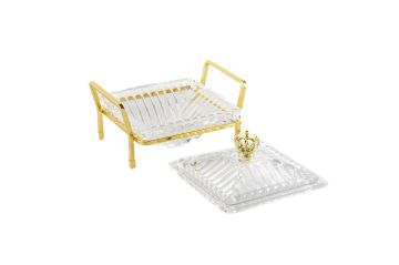 Gold Standlı Kapaklı Servis 12x10x8cm