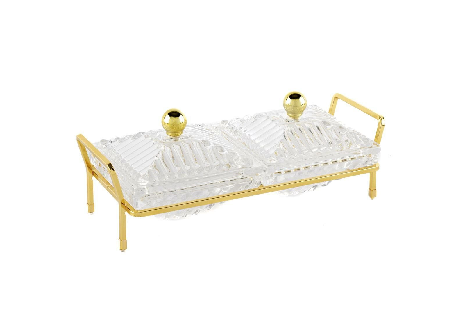 Gold Standlı 2li Kapaklı Servis 22x10x9cm