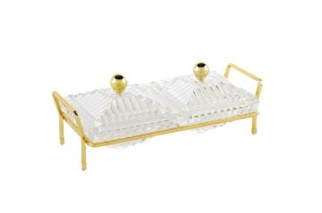 Gold Standlı 2li Kapaklı Servis 22x10x9cm
