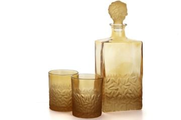 Amber Aslan Kapaklı Cam Viski Seti 3 Parça 800ml-280ml