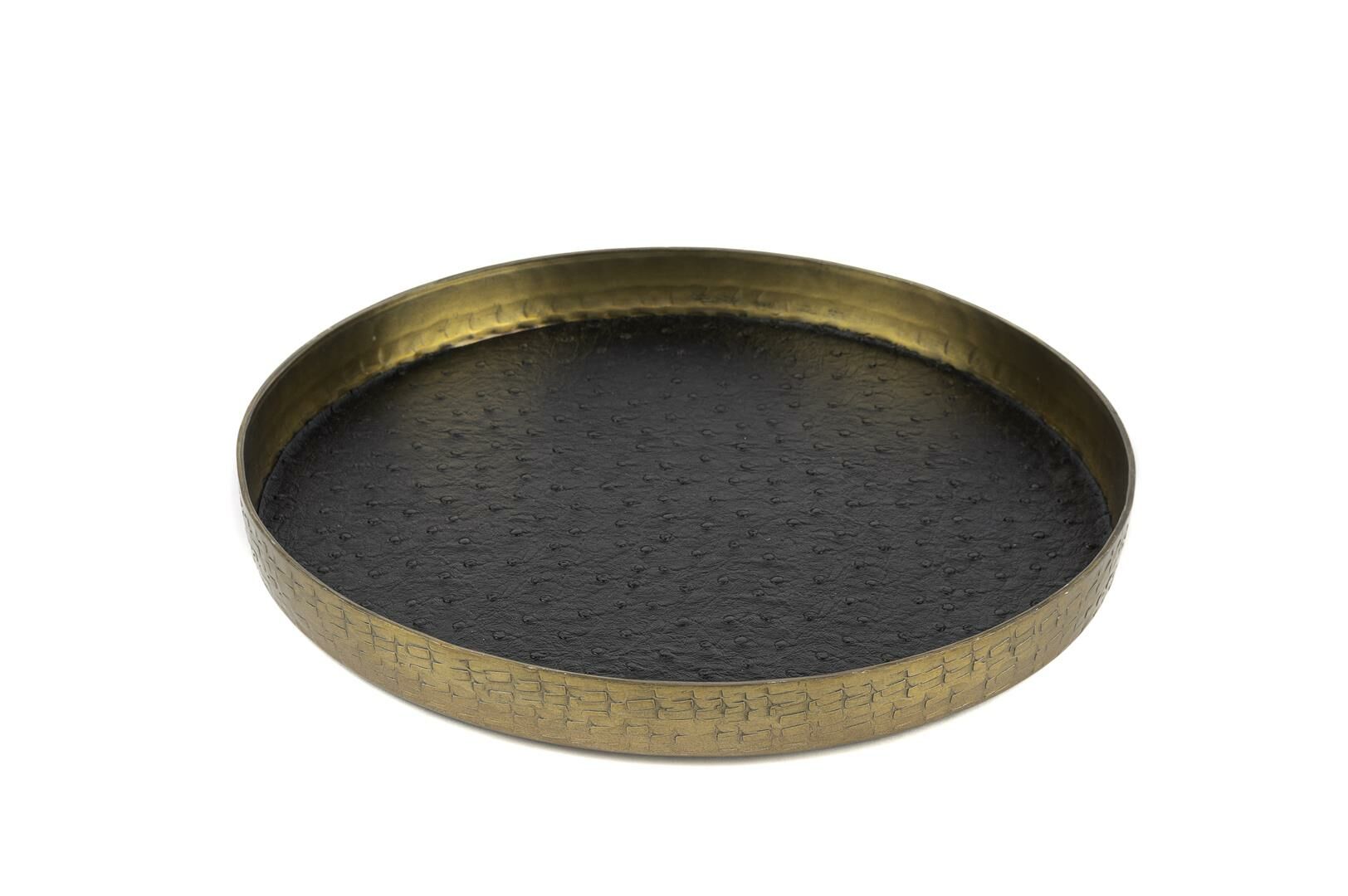 Gold Siyah Deri Kaplı Tepsi 25x3cm