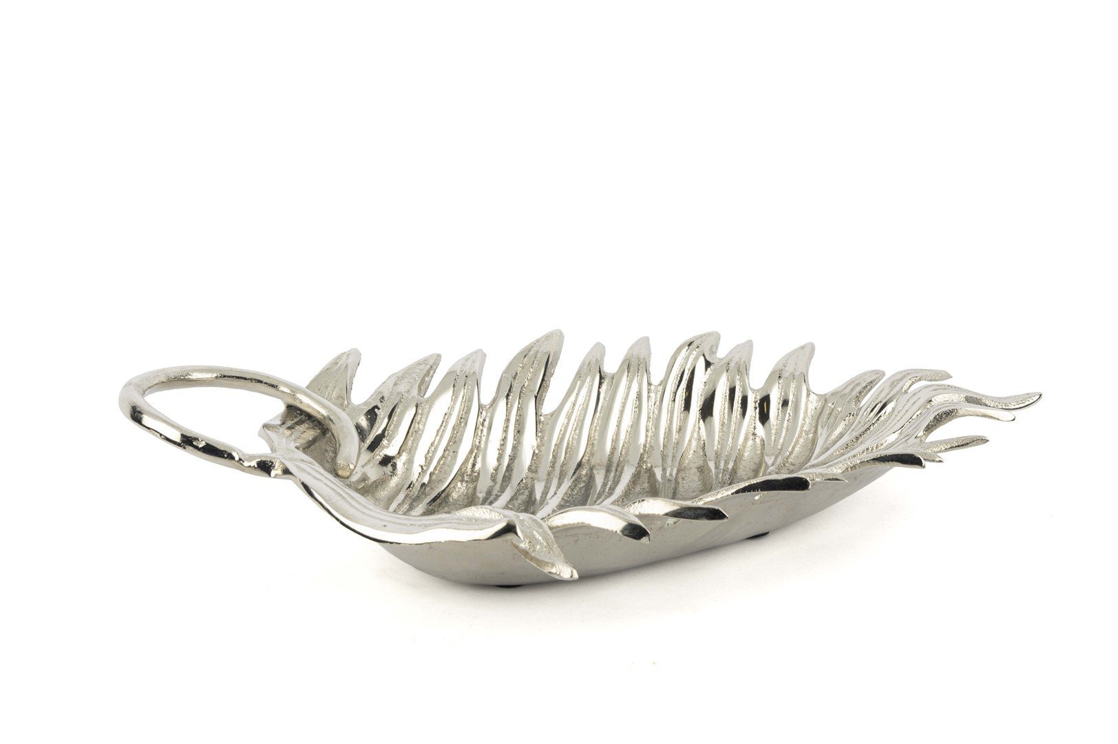 Antik Silver Yaprak Dekoratif Tabak 21x42x8cm