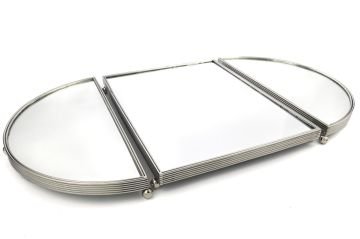 Gümüş Oval Aynalı Metal Tepsi 79x45cm