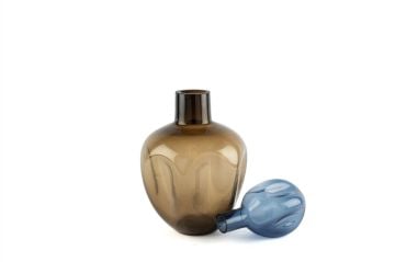 Lunera Kahverengi Mavi Kapaklı Cam Vazo 43x24cm