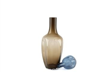 Lunera Kahverengi Mavi Kapaklı Cam Vazo 20x58cm