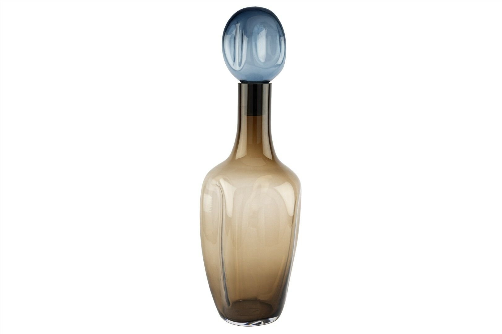 Lunera Kahverengi Mavi Kapaklı Cam Vazo 20x58cm