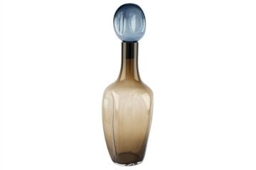 Lunera Kahverengi Mavi Kapaklı Cam Vazo 20x58cm