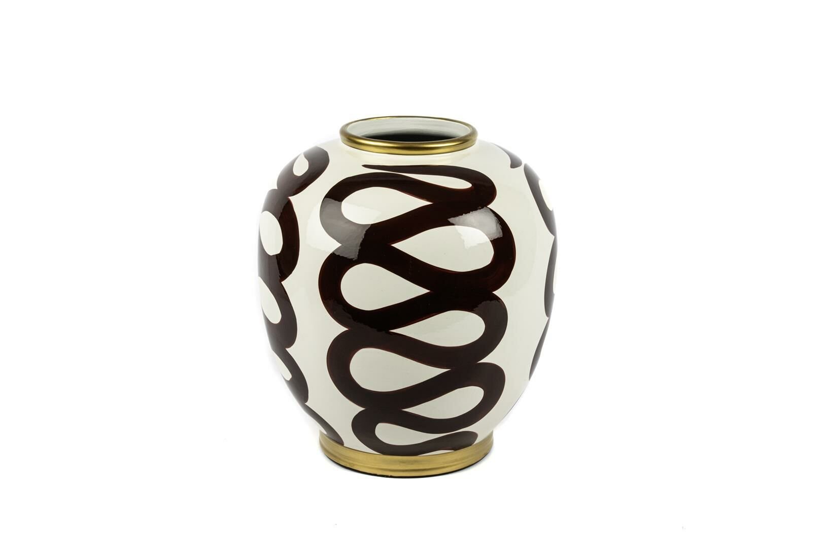 Beyaz Bordo Desenli Vazo 25x30cm