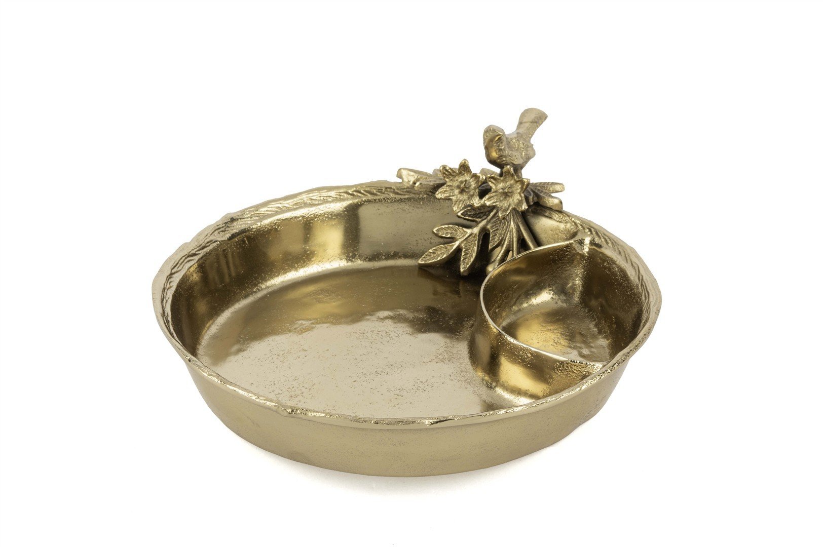 Antik Gold Kuş Çiçek Figürlü Kase 34x11cm