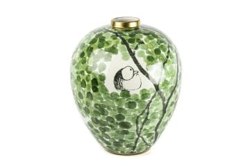 Yeşil Kuşlu Vazo 28x32cm