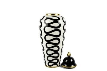 Beyaz Siyah Desenli Küp 25x61cm