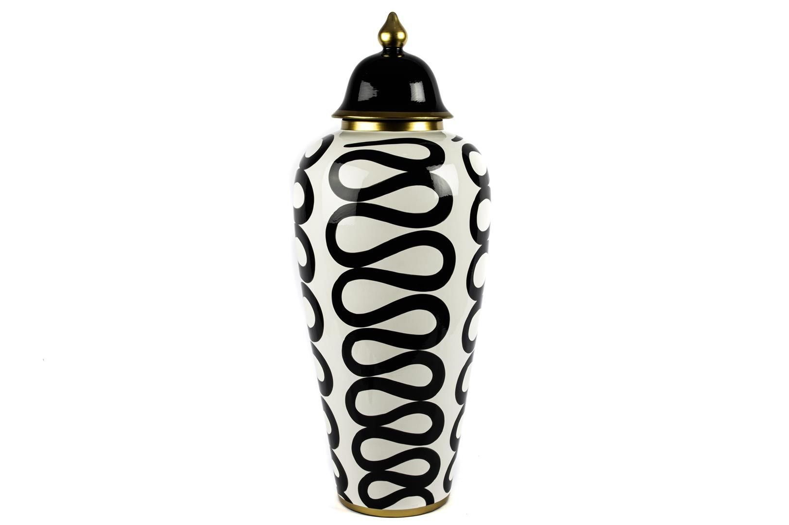 Beyaz Siyah Desenli Küp 25x61cm