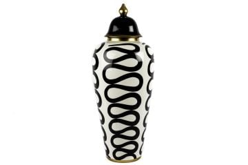 Beyaz Siyah Desenli Küp 25x61cm