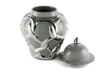 Silver Kabartmalı Gri Küp 25x25x40cm