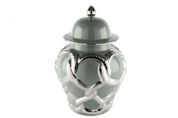 Silver Kabartmalı Gri Küp 25x25x40cm