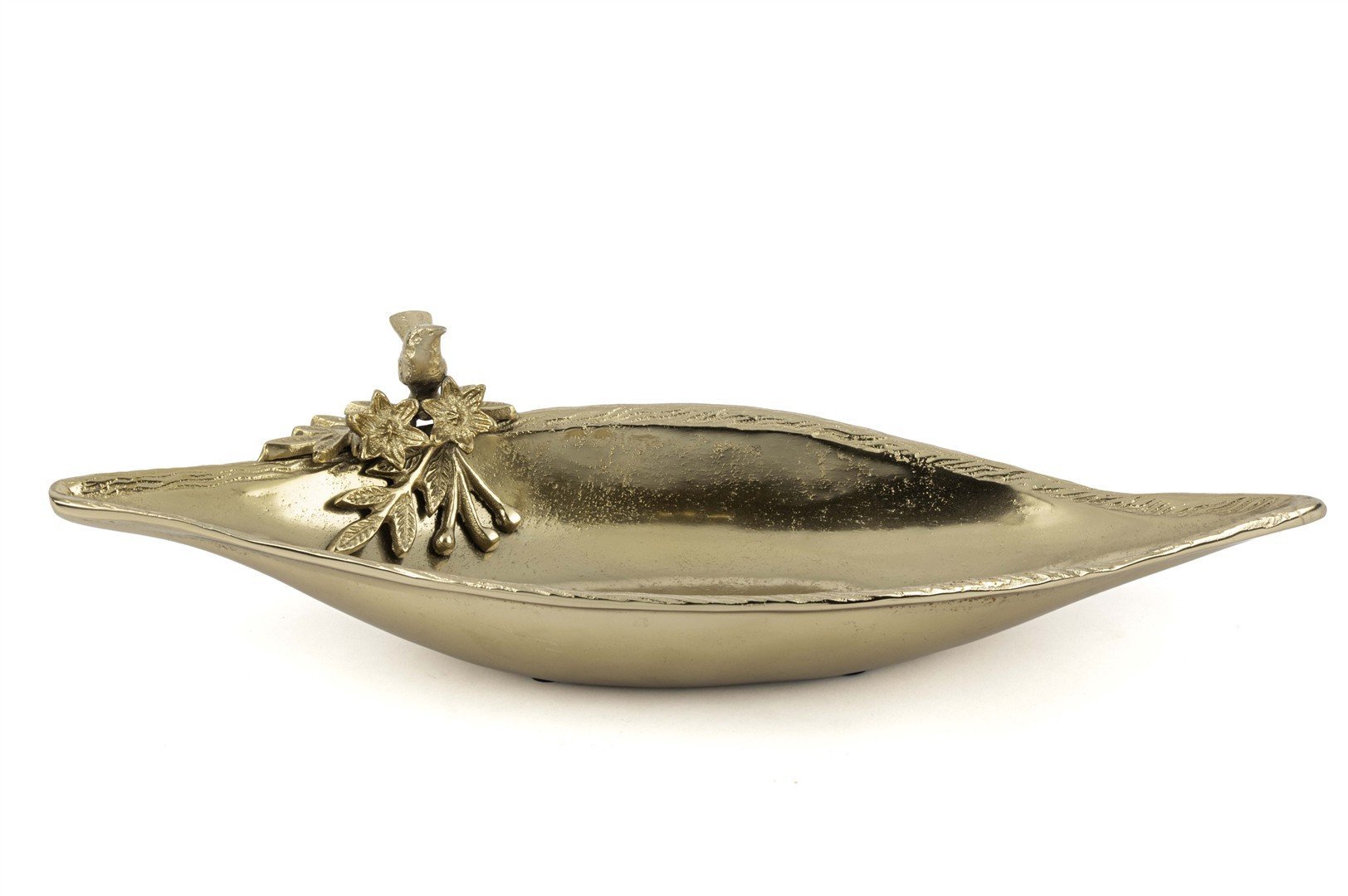 Antik Gold Kuş Çiçek Figürlü Oval Tabak 21x55x13cm