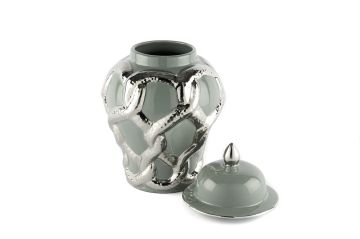 Silver Kabartmalı Gri Küp 20x20x35cm