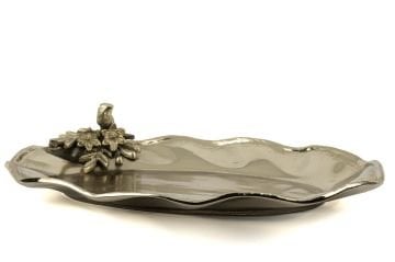 Antik Gold Kuş Çiçek Figürlü Tabak 34x46x10cm