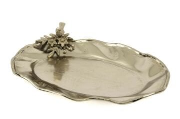 Antik Gold Kuş Çiçek Figürlü Tabak 34x46x10cm