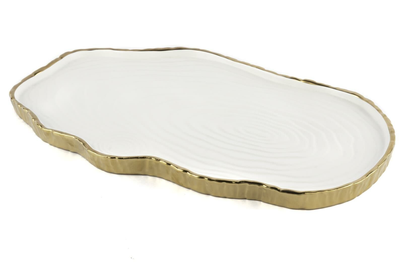 Beyaz Gold Servis Tabağı 40x25cm