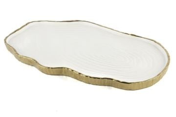 Beyaz Gold Servis Tabağı 40x25cm
