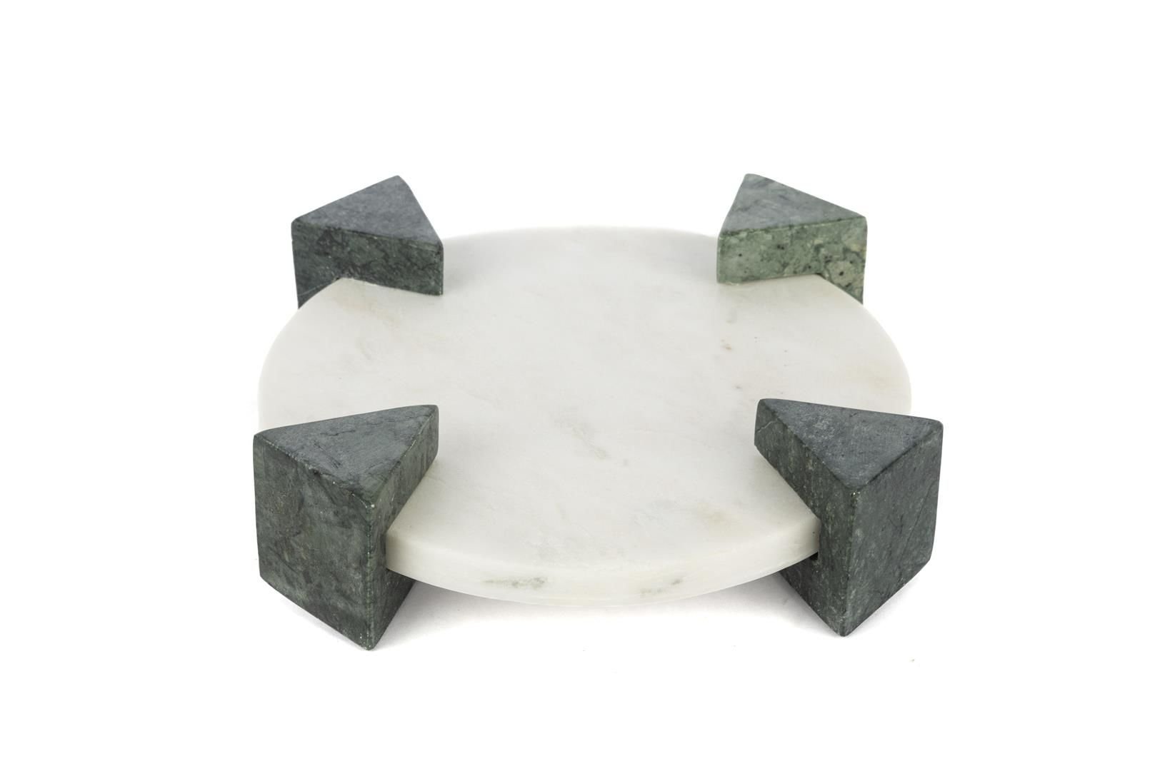 Ayaklı Beyaz Mermer Dekoratif Tepsi 20x6cm