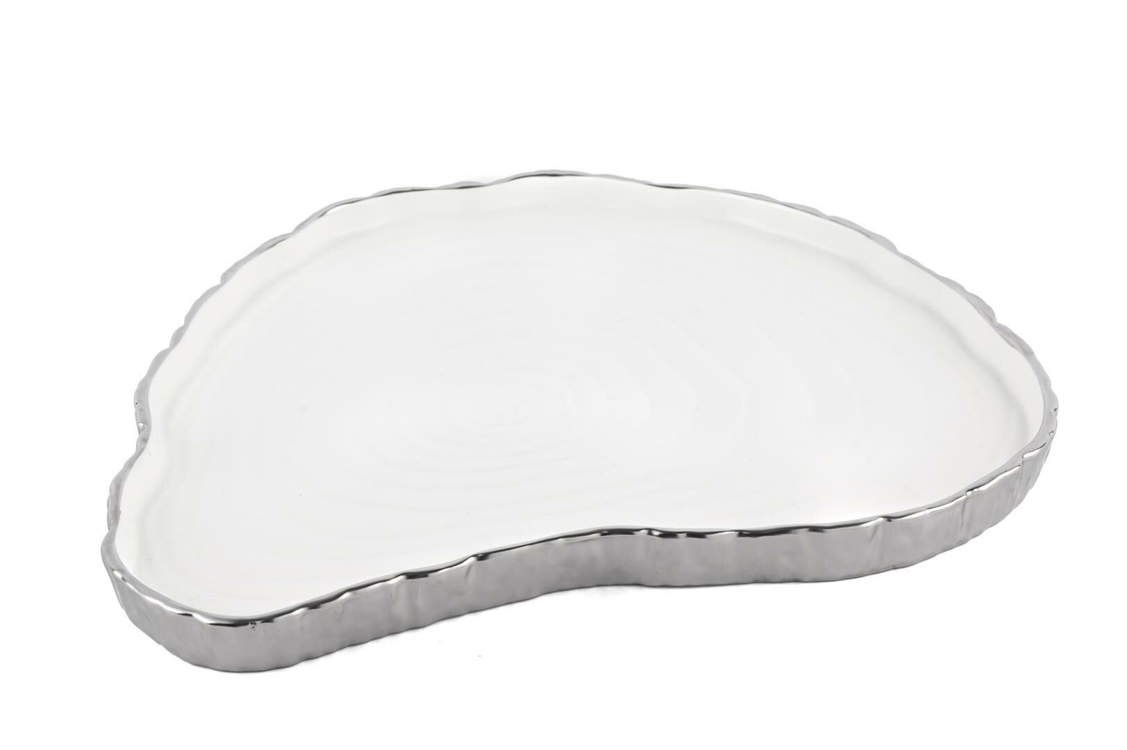 Beyaz Gümüş Servis Tabağı 33x26cm