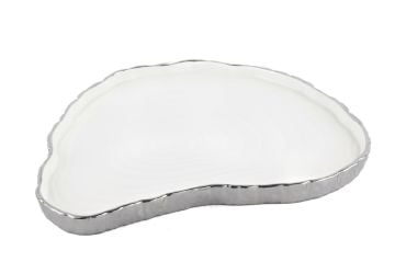 Beyaz Gümüş Servis Tabağı 33x26cm