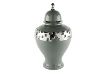 Silver Şeritli Grey Küp 27x27x46cm