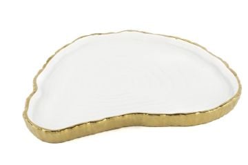 Beyaz Gold Servis Tabağı 33x26cm