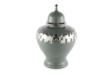 Silver Şeritli Grey Küp 24x24x36cm