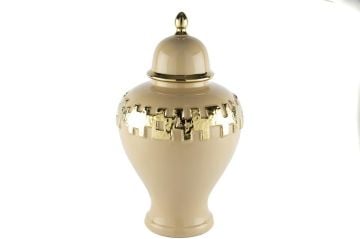 Gold Şeritli Somon Küp 27x27x46cm