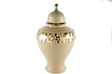 Gold Şeritli Somon Küp 27x27x46cm