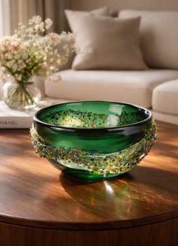 Zümrüt Yeşili Renkli Kabartmalı Meyvelik 25x12cm