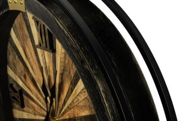 Gold Siyah Ahşap Oval Duvar Saati 58x90cm