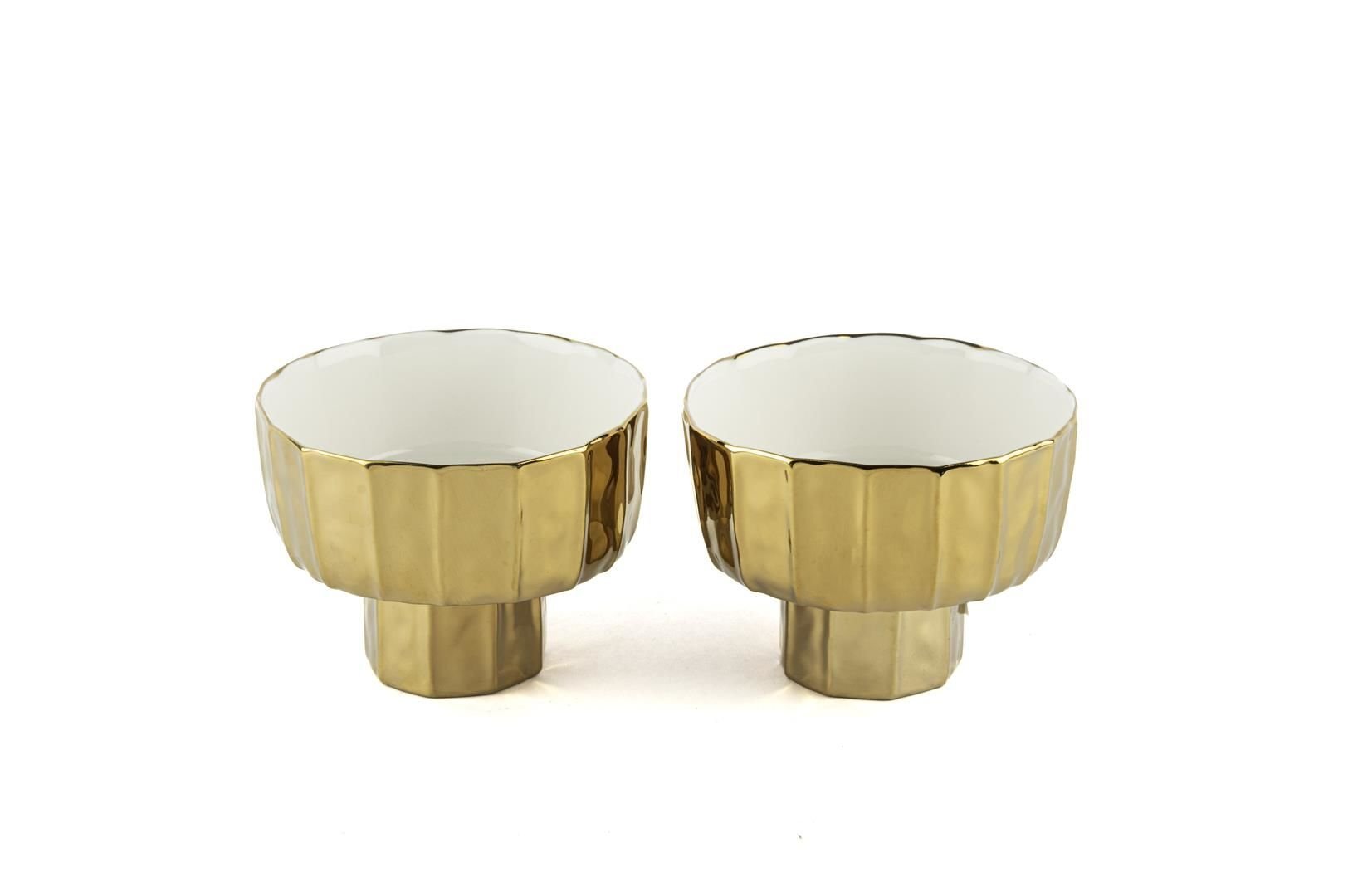 Beyaz Gold 2li Ayaklı Kase Seti 11x8cm