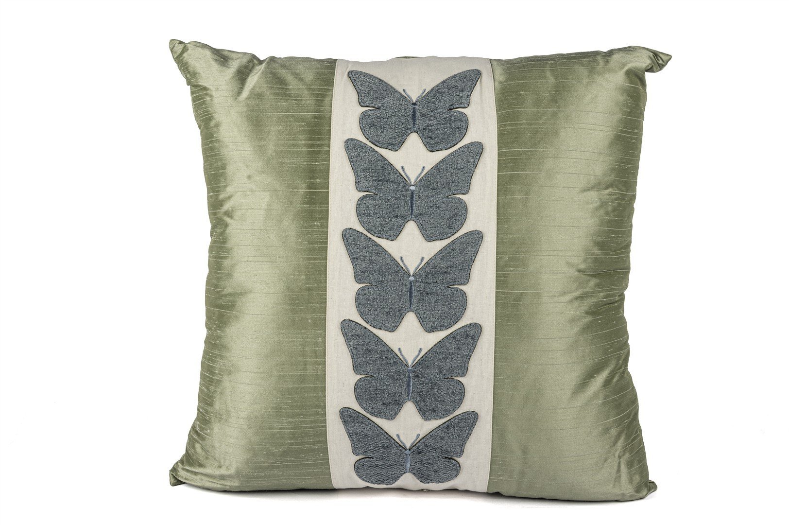 Alara Mavi yeşil Kelebekli bordürlü 50x50 Yastık