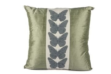 Alara Mavi yeşil Kelebekli bordürlü 50x50 Yastık
