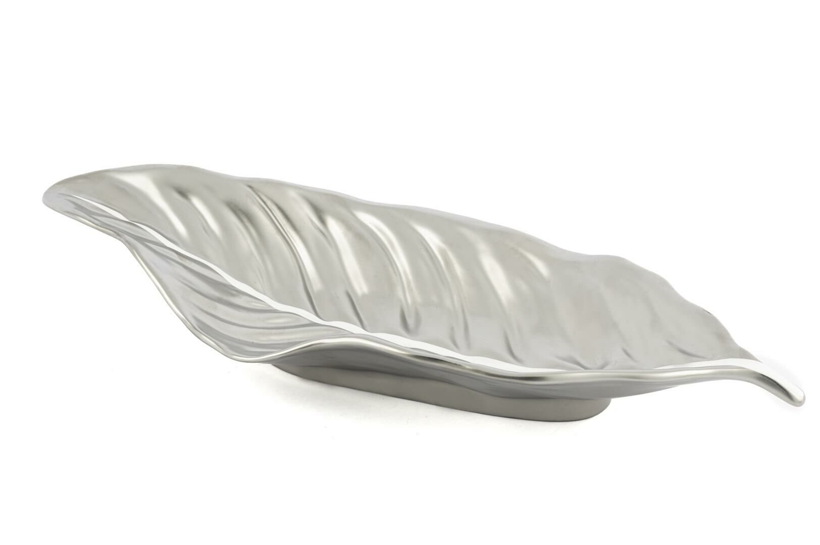 Gümüş Yaprak Servis Tabağı 45x17cm