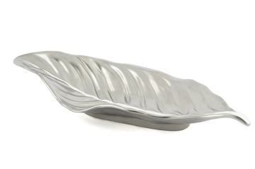 Gümüş Yaprak Servis Tabağı 45x17cm