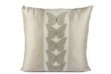 Alara Bej Kelebek bordürlü 50x50 Yastık