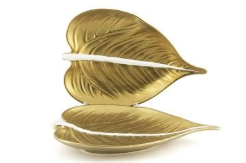 Gold Yaprak 2li Servis Tabağı 26x18cm