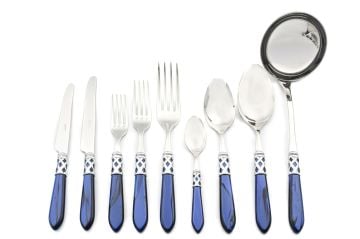 BUGATTİ Alaaddin Blue Sedefli Gümüş 75 Parça Çatal Kaşık Bıçak Seti
