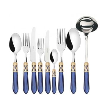 BUGATTİ Alaaddin Blue Sedefli Gold 75 Parça Çatal Kaşık Bıçak Seti