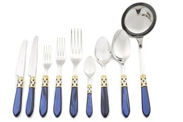 BUGATTİ Alaaddin Blue Sedefli Gold 75 Parça Çatal Kaşık Bıçak Seti
