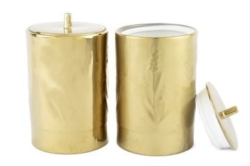 Gold Lavanta Kabartmalı 2li Kavanoz 12x17cm