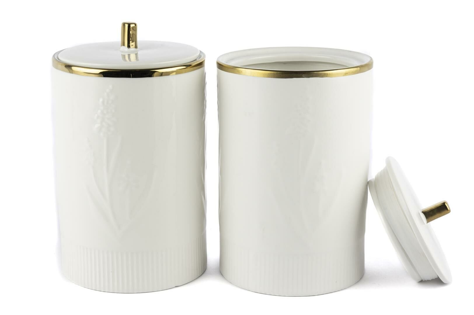 Beyaz Lavanta Kabartmalı 2li Kavanoz 12x17cm