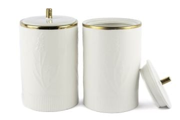 Beyaz Lavanta Kabartmalı 2li Kavanoz 12x17cm