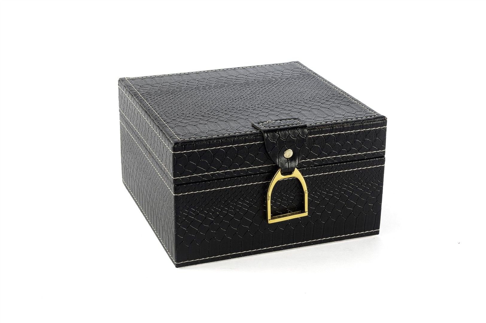 Siyah Gold Kulplu Deri Kutu 18x18x11cm