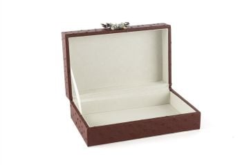Bordo Kelebek Kulplu Deri Kutu 20x12x7cm